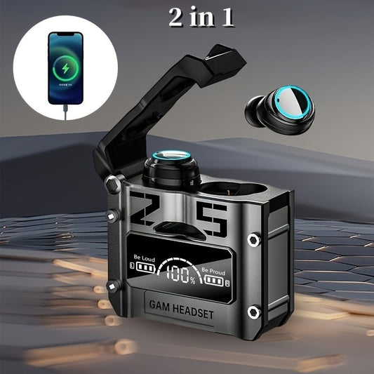 M25 Wireless Bluetooth Earbuds Gaming Headset New Design Noise Reduction Waterproof Airpods Touch Control Airbuds with 5000MAh power bank