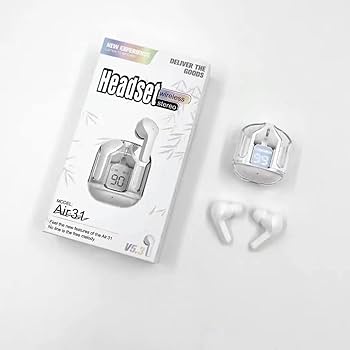 Air31 Earbuds With Pouch Wireless Crystal Transparent Bluetooth 5.3 Ear Buds