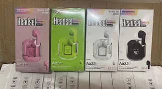 Air31 Earbuds With Pouch Wireless Crystal Transparent Bluetooth 5.3 Ear Buds